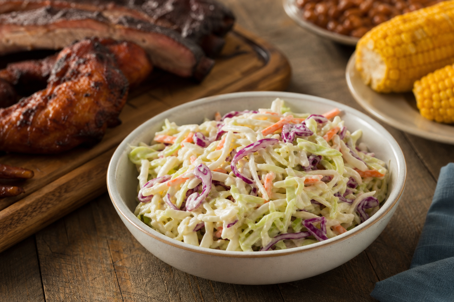 Coleslaw BBQ : crémeux ou vinaigré avec le pulled pork